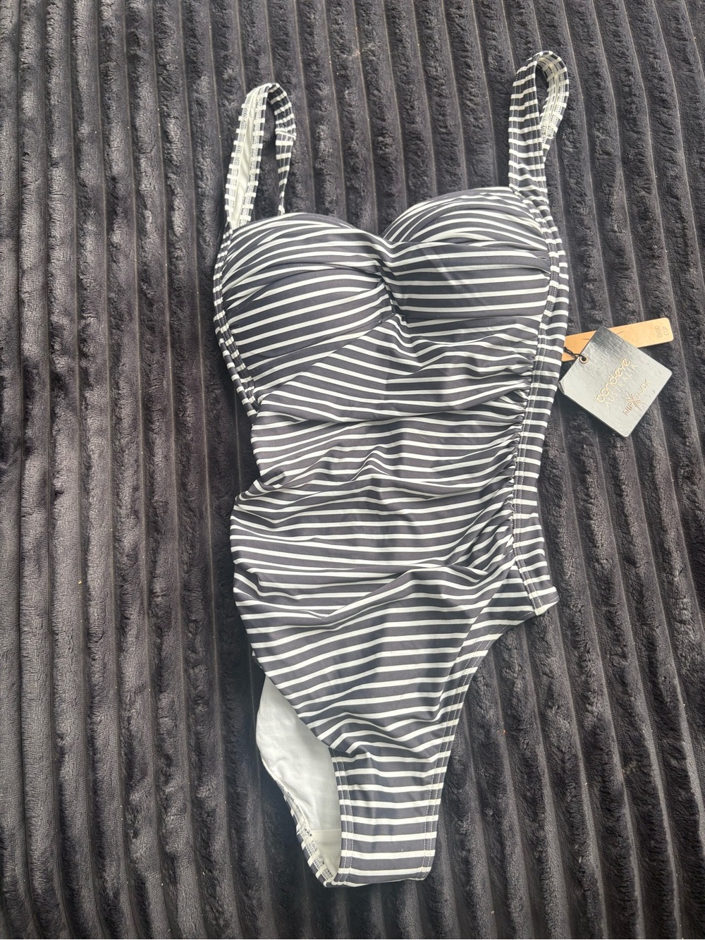 bond-eye Black & White Striped One-Piece Swimsuit